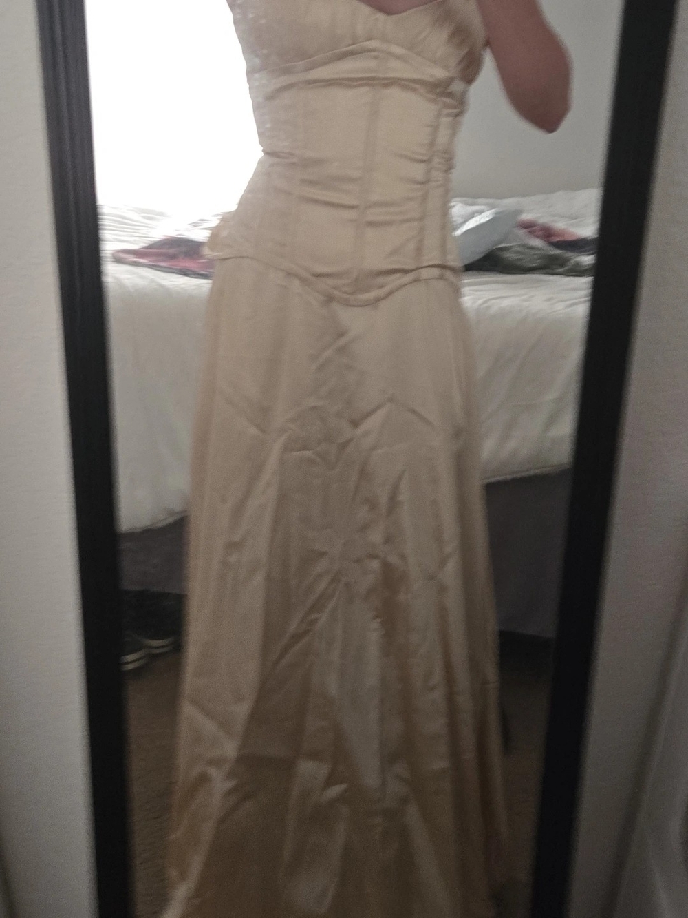 Elegant Cream Satin A-Line Dress